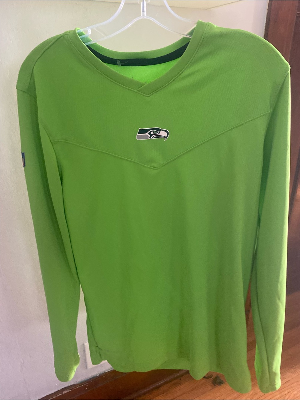 Nike Men’s Neon Green Long Sleeve Team Top with Seahawks Logo